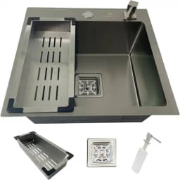 Cuba Gourmet Quadrada Aço Inox 304 Escovada 44x44 Acessórios