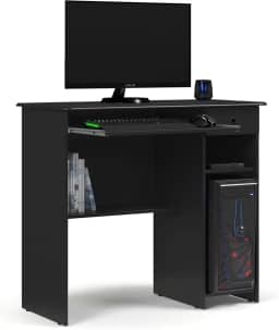 Mesa Escrivaninha para Computador Viena 1 Gaveta, Prateleira e Suporte Retrátil para Teclado (PRETO)