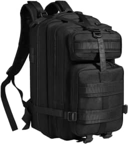 Mochila Tática 30L - Preta - Resistente à Água com Vários Compartimentos, Nylon Oxford 600D, Alças Acolchoadas e Saída para Hidratação