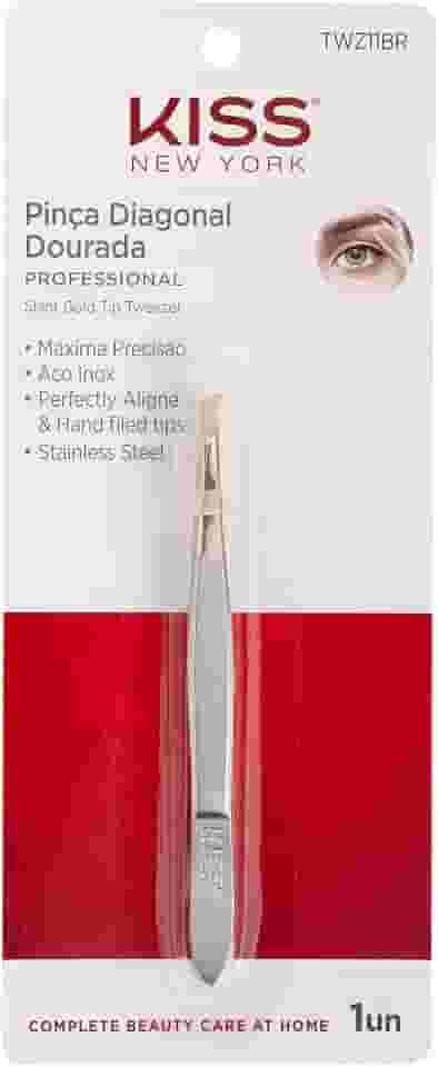 KISS NEW YORK Pinça Ponta Diagonal Dourada - Premium