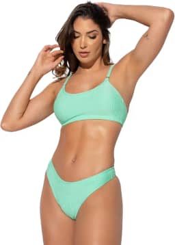 Biquíni Top Faixa Bojo Asa Delta Textura Brilhosa Alcinha MVB Modas