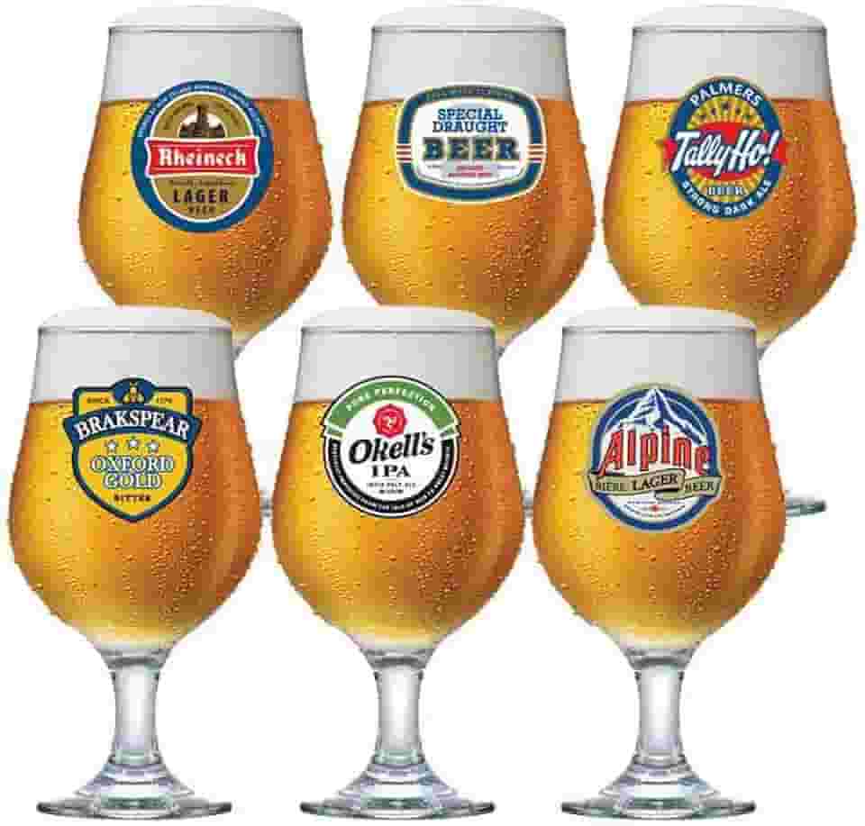 Ruvolo, Conjunto de Taça Bélgica, Taça para Cerveja Decorada 6 pcs, 380ml