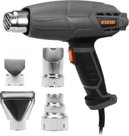 KSEIBI Pistola térmica de 12 Amps com temperatura dupla 398.9 °C C-593.3 °C com quatro bocais de decapagem/remoção de tinta, dobra de tubos, pistola de ar quente de PVC retrátil 2000W (KHG 20-55 B)