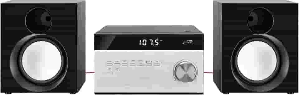 iLive Electronics Sistema estéreo doméstico sem fio, com leitor de CD e rádio AM/FM, inclui controle remoto (iHB227B), preto/prata