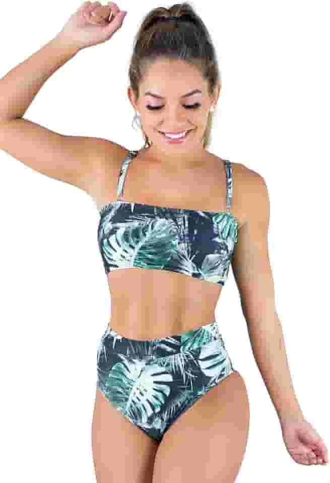 Biquini MVB Modas Top Faixa Hot Pants Cintura Alta