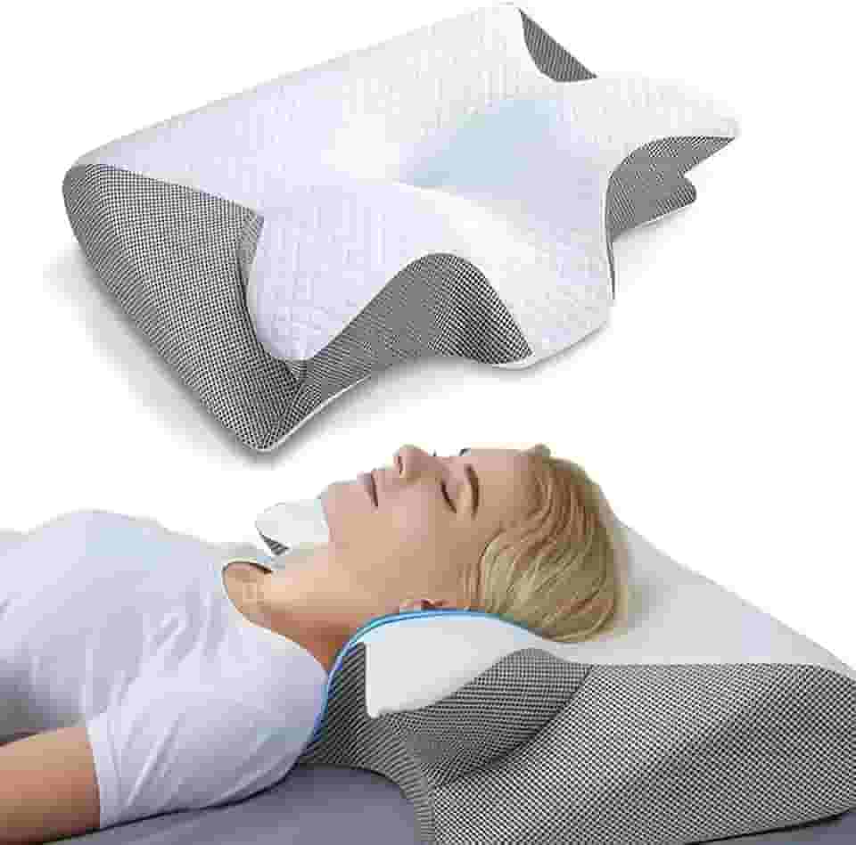 Abacafly Travesseiro Ortopedico Cervical, Travesseiro Viscoelastico Ergonômico de Contorno 2 em 1, Travesseiros Coluna Relax para Quem Dorme de Lado ou de Bruços, Travesseiros Anti Ronco