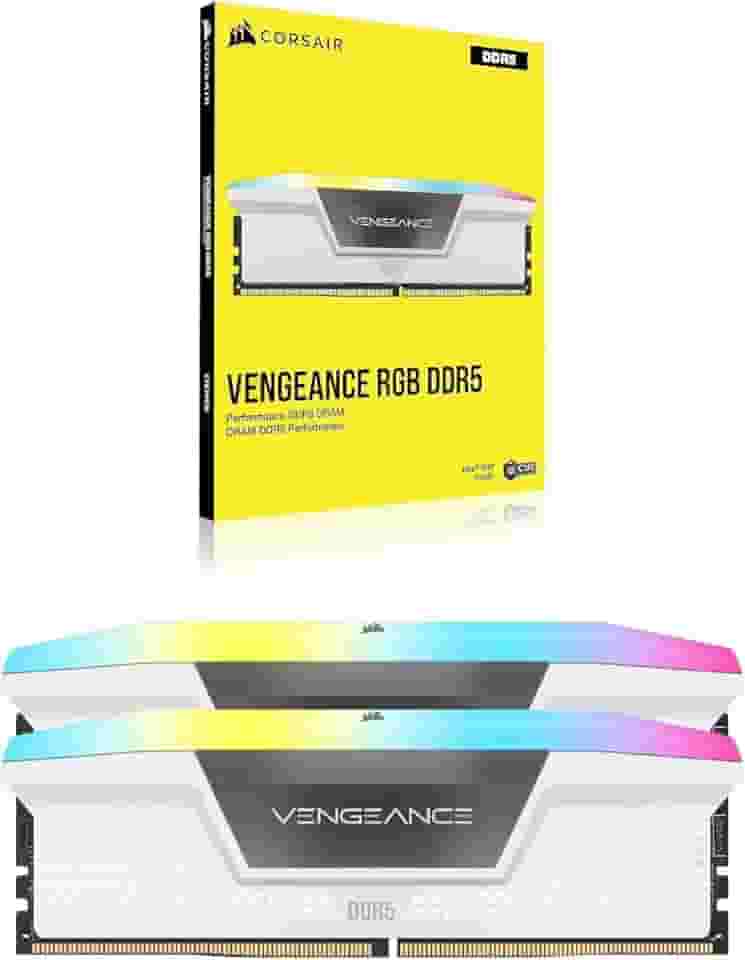 Memória Corsair Vengeance RGB - 32GB (2x16GB), DDR5, 6000Mhz, C40, Branco - CMH32GX5M2B6000C40W