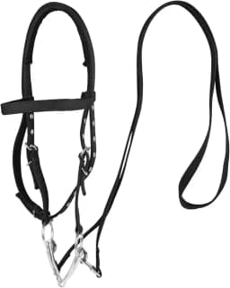 Freios sem pontas ajustáveis para cavalos, freios equestres, cabeçote de cavalo, freio de cavalo (preto, P)