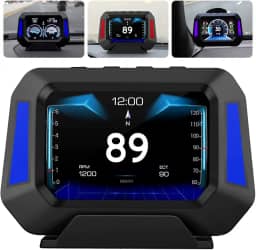 Car Hud Display Sistema duplo GPS + OBD2 velocímetro medidor inteligente para carro, com medidor de inclinação de inclinação, detector, bússola de medidor, monitor de computador de viagem portátil universal hd