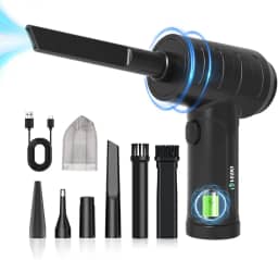 Soprador de ar e aspirador de pó portáteis 2 em 1 Espanador de ar comprimido 6000mAh Espanador sem fio para limpeza de teclado de computador 55000rpm