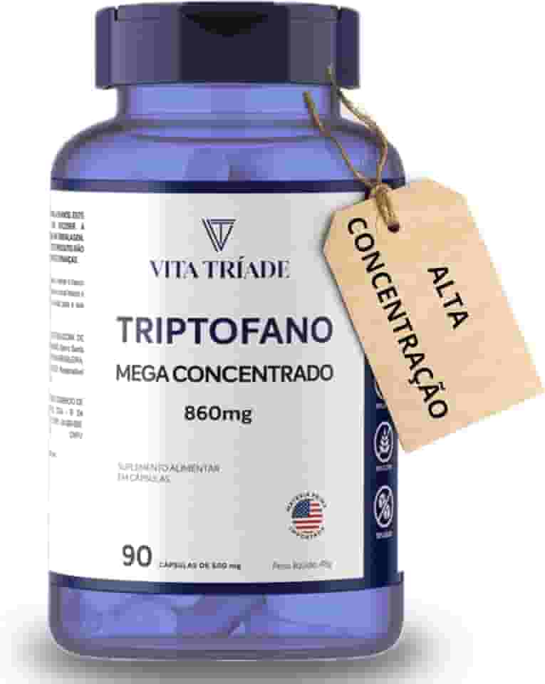 Suplemento Triptofano 860mg 90 caps L-triptofano Mega Concentrado