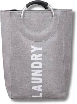 Cesto de Roupa Suja Dobrável com Alça, Cesto Organizador de Lavanderia em Tecido Resistente Durável, com Alças para Lavanderia (CINZA)