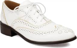Sapato Oxford com cadarço Wingtips para mulheres com recorte Brogues