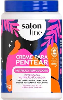 Salon Line, Creme de Pentear, Nutrição Reparadora, Definição e Nutrição Poderosa, Vegano - Cabelos Ondulados, Cacheados e Crespos, 1 Kg
