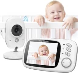 Babá Eletrônica, Câmera para Bebês com Tela de 3.2', Visão Noturna 10M Infravermelha, Áudio Bidirecional, Detecção de Som VOX, Monitoramento Temperatura, Canção de Ninar