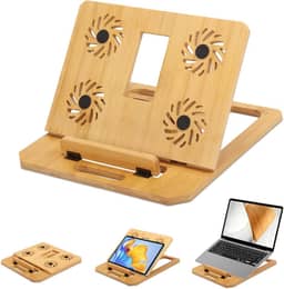 Suporte para Notebook, Madeira, 31 X 30 X 4 cm, Apoio de Leitura Livro E Notebook - Suporte Ergonômico, Suporte para Macbook