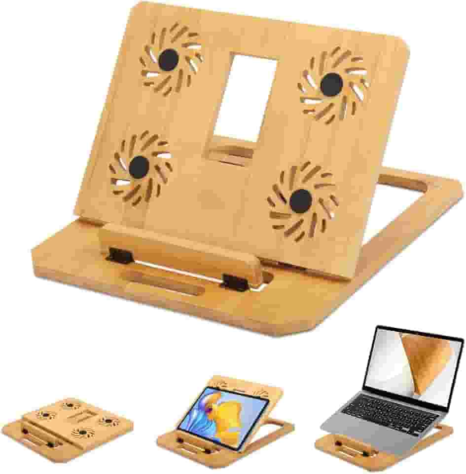 Suporte para Notebook, Madeira, 31 X 30 X 4 cm, Apoio de Leitura Livro E Notebook - Suporte Ergonômico, Suporte para Macbook