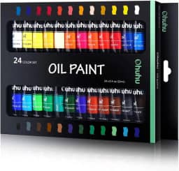 Kit Tinta A Óleo Profissional 24 Cores Vibrantes (12ml cada) – Set Completo Não Tóxico Para Pintura Artística Em Tela, Ideal Para Iniciantes E Artistas Experientes