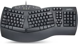 Perixx Teclado dividido ergonômico Periboard-512 - design ergonômico natural - preto - tamanho volumoso 48,5 x 23,5 x 4,4 cm, layout em inglês dos EUA