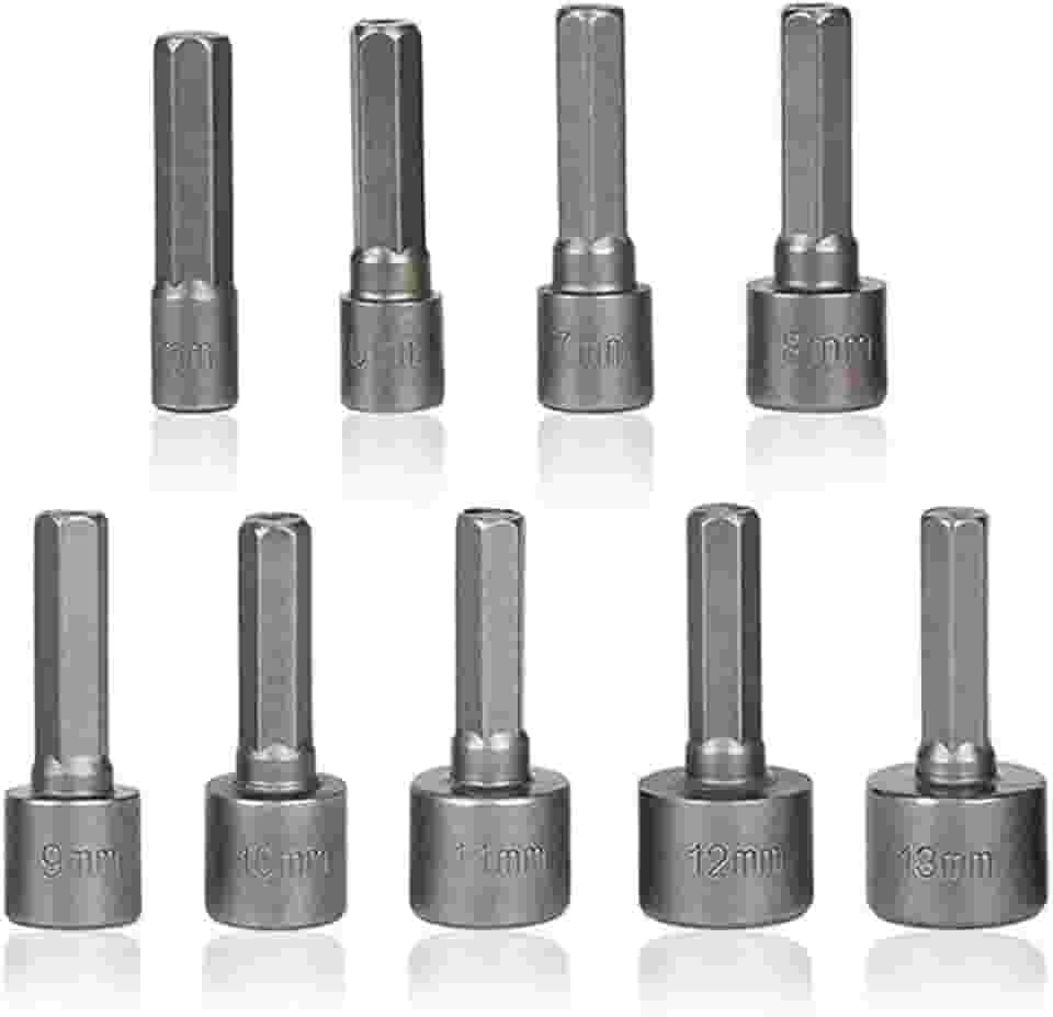 Kit Jogo de pontas Bits Soquete Canhão Parafusadeira 5mm -13mm - 09pçs