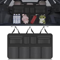 Organizador de Porta Malas Carro, 86 * 47cm, Acessório de Carro para Pendurar No Banco Traseiro, Grande Capacidade, 8 Bolsas de Armazenamento, Preto, Organizador de Porta-malas