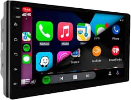 CENTRAL MULTIMÍDIA ANDROID 13, QUAD-CORE 4/64GB, TELA QLED 7' FULL TOUCH, 2 DIN SLIM, USB, SD, AUX, BLUETOOTH, ESPELHA ANDROID E IOS, CARPLAY E ANDROID AUTO COM OU SEM FIO