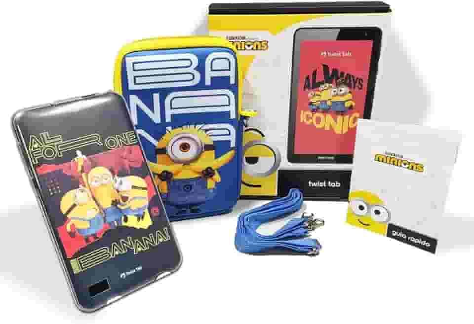Positivo Twist Tab Minions+ 2GB RAM + 64GB Armazenamento, Tela de 7', Android 11 Go, Bateria 3100mAh - Preto - Inclui 2 itens de proteção - (Capa e Bolsa de Transporte)