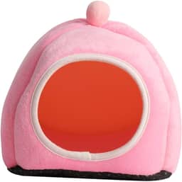 de hamster semifechado, de algodão para chinchila, abrigo para hamster lavável, cama aconchegante para porquinho da índia, quente de, Rosa