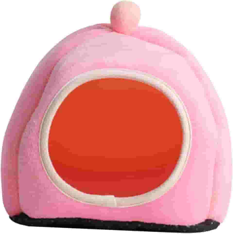 de hamster semifechado, de algodão para chinchila, abrigo para hamster lavável, cama aconchegante para porquinho da índia, quente de, Rosa
