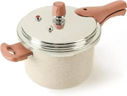 Oikos - Panela de Pressão com Indução 4,4L Antiaderente Cerâmico Fechamento Externo Bege