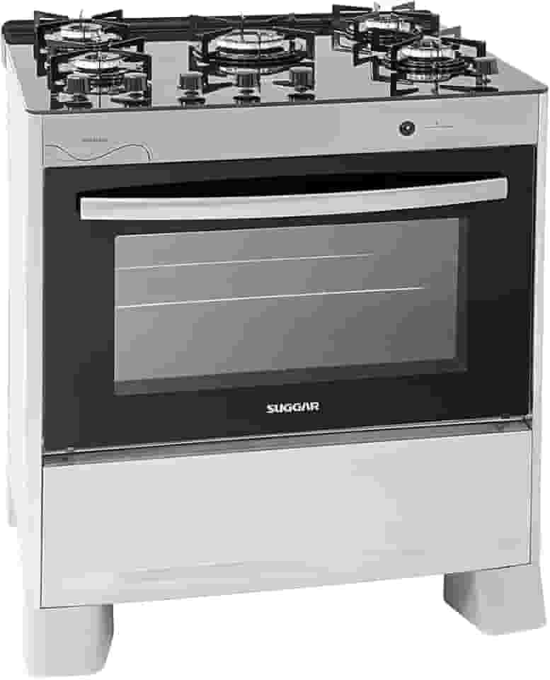 SUGGAR FOGÃO NEO GLASS PRATA MESA DE VIDRO 5 BOCAS TREMPE 6 APOIOS ACENDIMENTO AUTOMÁTICO FGVNG510PRIX