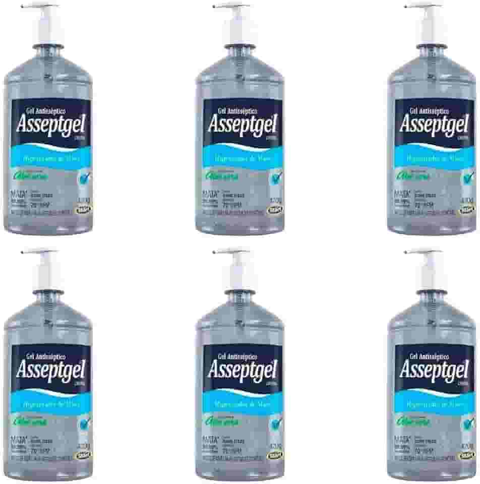 Kit com 6 Alcool em gel Asseptgel 70 Start 420g