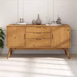 IDIMEX Balcao Aparador Buffet com Gavetas em Madeira Macica Reforçado 2 Portas cor Freijo Tivoli 145 cm