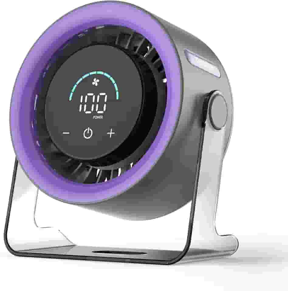 Basike Ventilador de Mesa USB, 3 Velocidades Super Silencioso, Portátil Ideal para Escritório, Computador, Quarto, Estudos e Viagens Ventilador Pequeno com Base Antiderrapante (Roxo)
