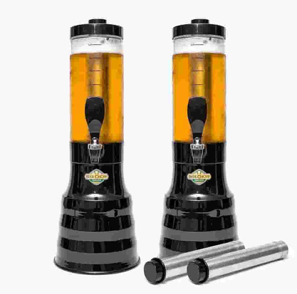 kit 2 Torre Chopp 2 L Base Giratória Copo Removível 4 Refil Preto