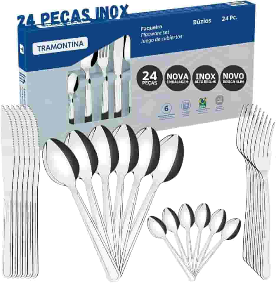 Jogo de Talheres Faqueiro Inox 24 Peças Búzios Tramontina