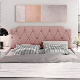 Cabeceira kelly almofadada para cama box casal 1,40 Rosa