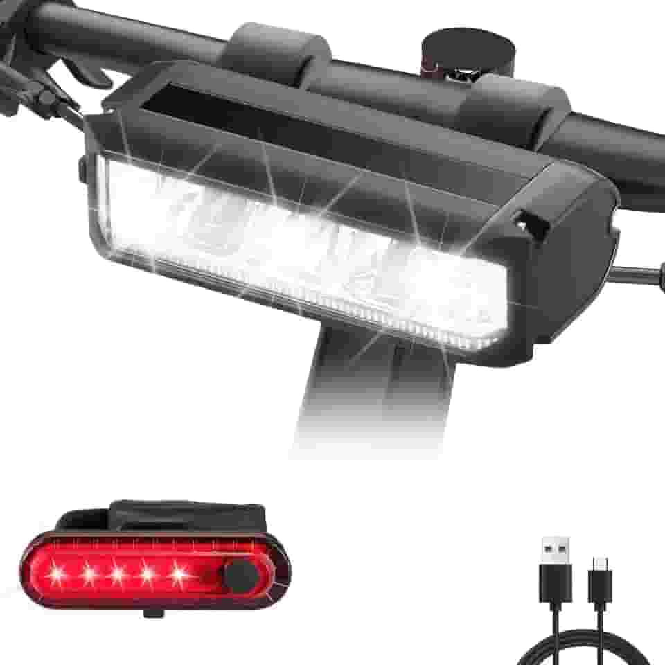 Luz de bicicleta super brilhante de alta luminosidade para andar à noite, farol de bicicleta recarregável por USB, farol de bicicleta à prova d'água, farol e lanterna traseira de bicicleta off-road
