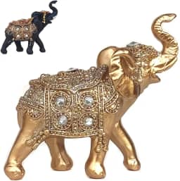 Elefante Decorativo Em Resina Indiano Sabedoria Sorte (J100dourado)