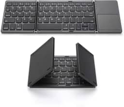 Homesen Teclado sem fio BT teclado dobrável portátil ultra fino teclado BT com touchpad para Windows/Android/iOS Cinza