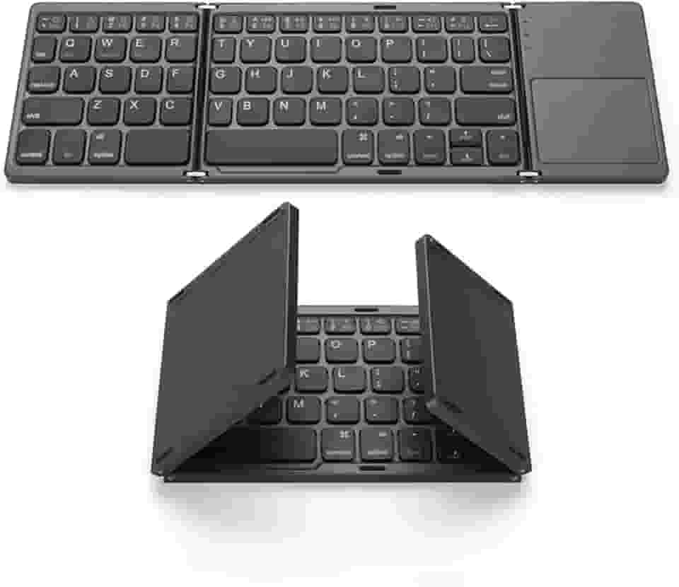 Homesen Teclado sem fio BT teclado dobrável portátil ultra fino teclado BT com touchpad para Windows/Android/iOS Cinza