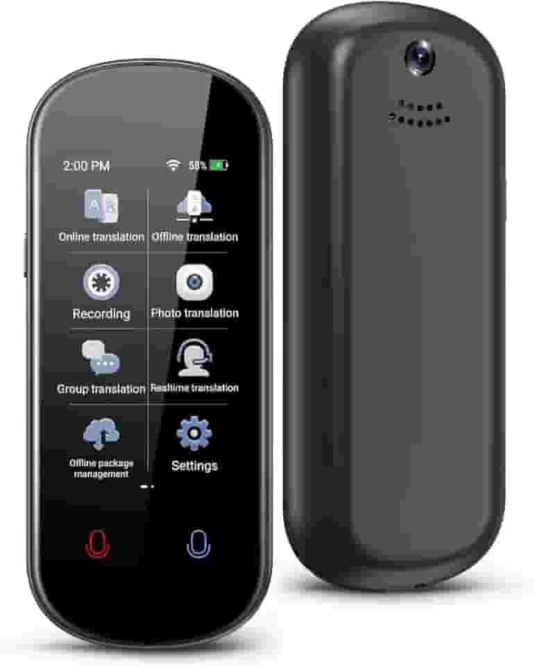 Dispositivo tradutor de idiomas, tradução de voz em tempo real bidirecional, suporta 137 idiomas, offline, gravação precisa e tradução instantânea de fotos com tela sensível ao toque HD de 7,6 cm para