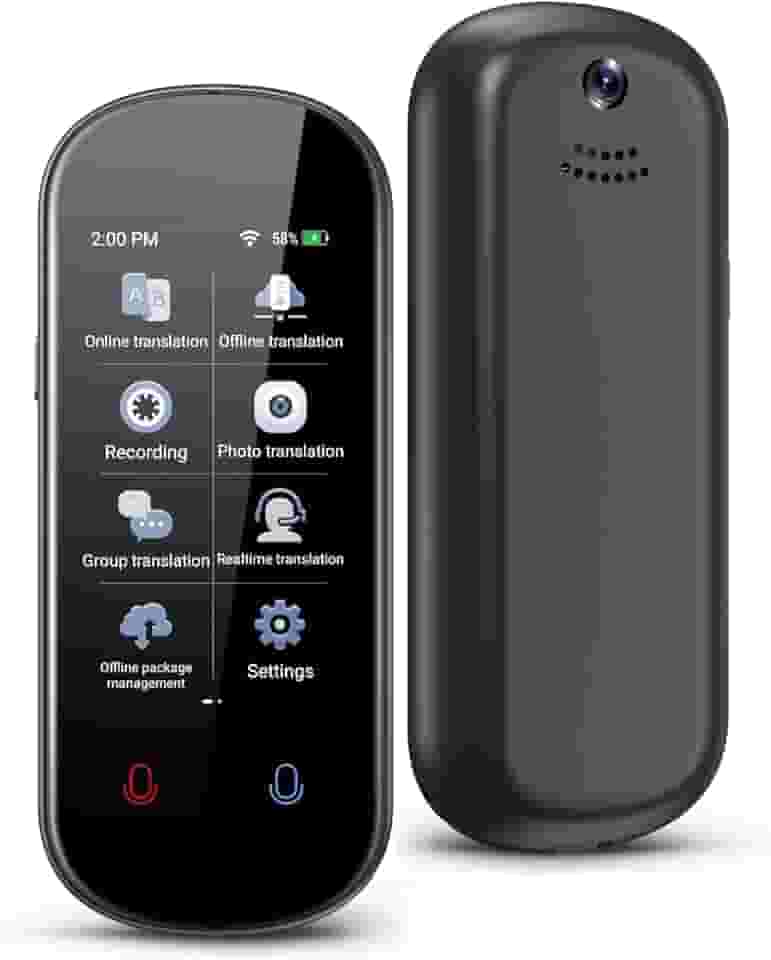 Dispositivo tradutor de idiomas, tradução de voz em tempo real bidirecional, suporta 137 idiomas, offline, gravação precisa e tradução instantânea de fotos com tela sensível ao toque HD de 7,6 cm para