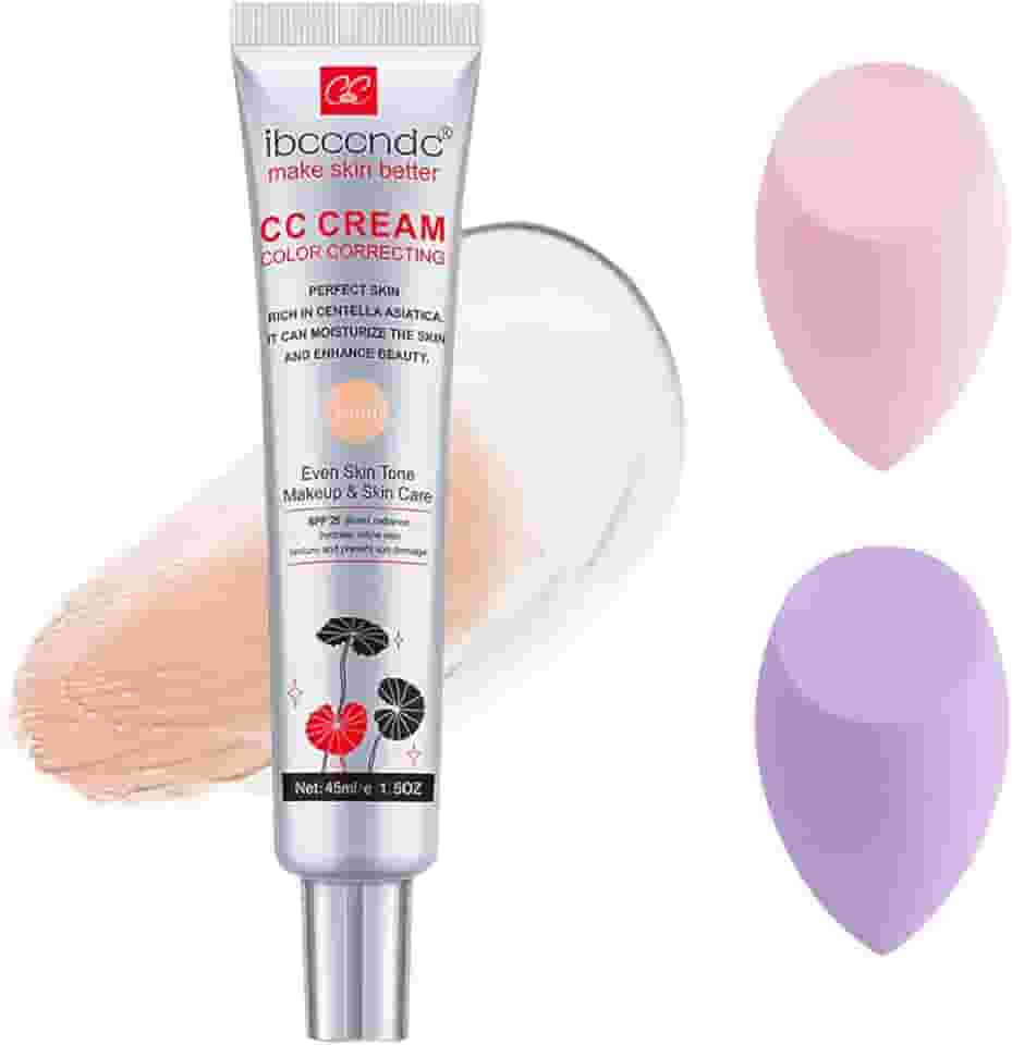 Creme CC corretor de cor, base de creme CC à prova d'água, rica em centella, asiático, base de creme de poros invisíveis e corretivo de poros invisíveis, creme CC hidratante com FPS 740 - 42,5 g (leve