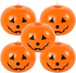 Kit 5 Balões Abóbora Halloween com Luz LED RGB Bexigas Decorativas para Festa, Mesa ou Pendurar Iluminação Noturna, Decoração Assustadora e Reutilizável para Eventos Temáticos