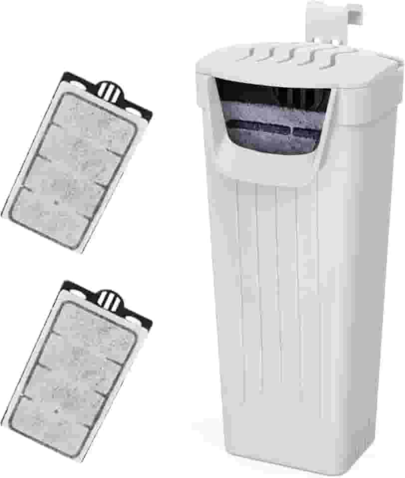 Moonorange Filtro de aquário (3,5 W), filtro de tanque de peixes, filtro de baixa água para aquário pequeno e tanque de tartaruga, para tanque de répteis de até 39 litros, com 2 cartuchos (branco)