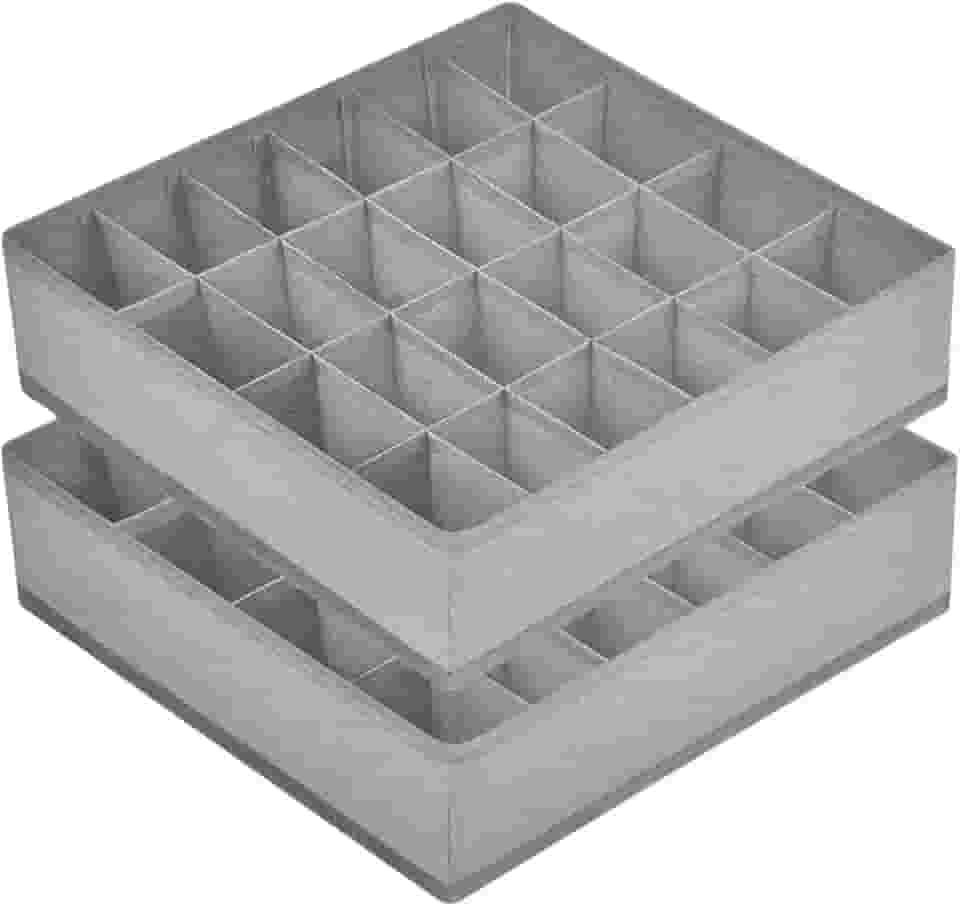 Kit com 2 Colmeias Organizadoras de Gaveta com 24 Divisórias – Organizador de Gaveta em Oxford 420D – Ideal para Calcinhas, Cuecas, Meias e Biquínis – Cinza