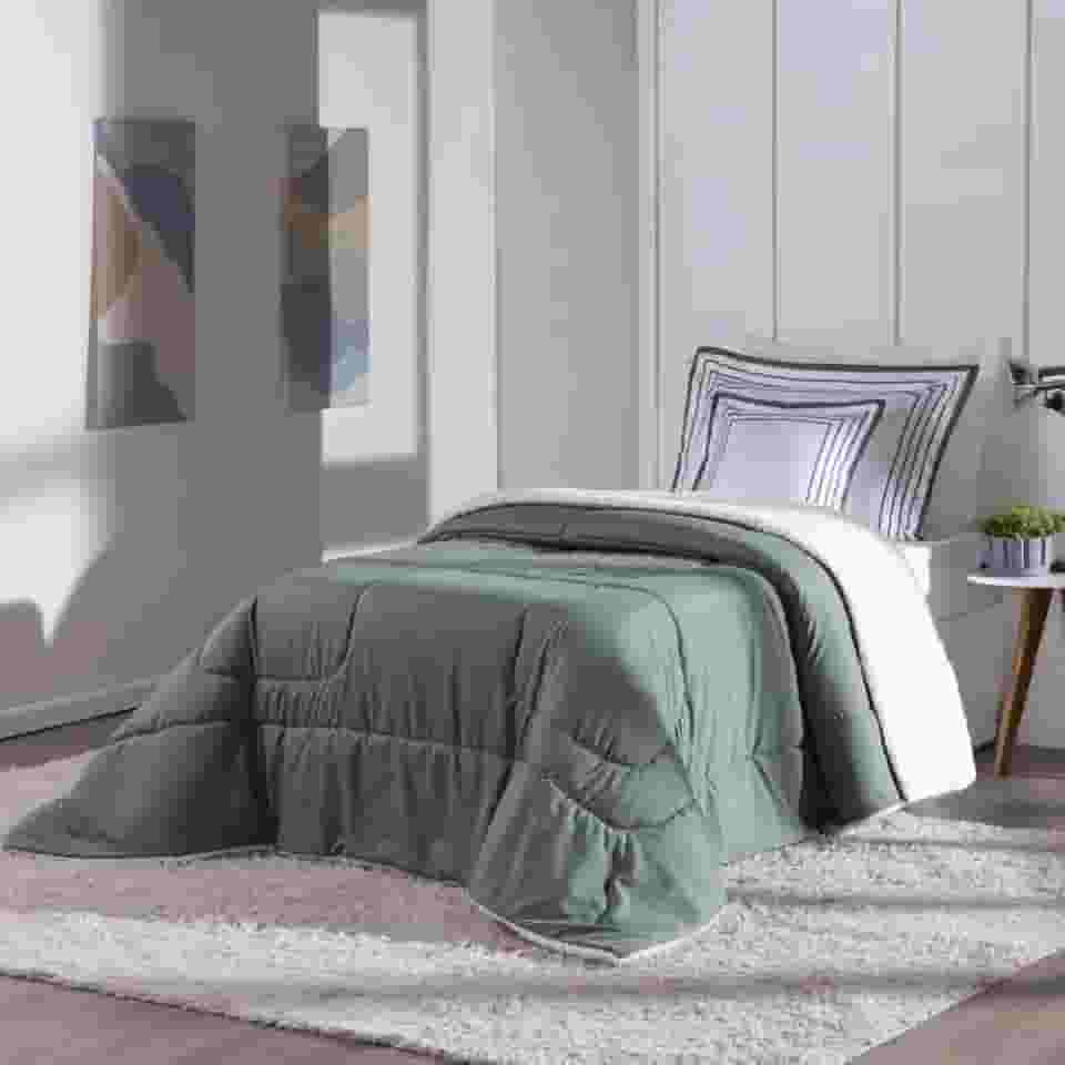 Kit Coberdrom Solteiro 3 peças, Soft, MR Enxovais, Unissex, Verde Militar