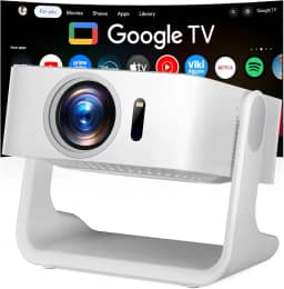 ELEPHAS Projetor inteligente com WiFi e Bluetooth – Google TV, Netflix, Prime Video, YouTube, Dolby Audio, Foco Automático e Keystone, Rotação de 270°, Projetor de Vídeo Portátil para Interior