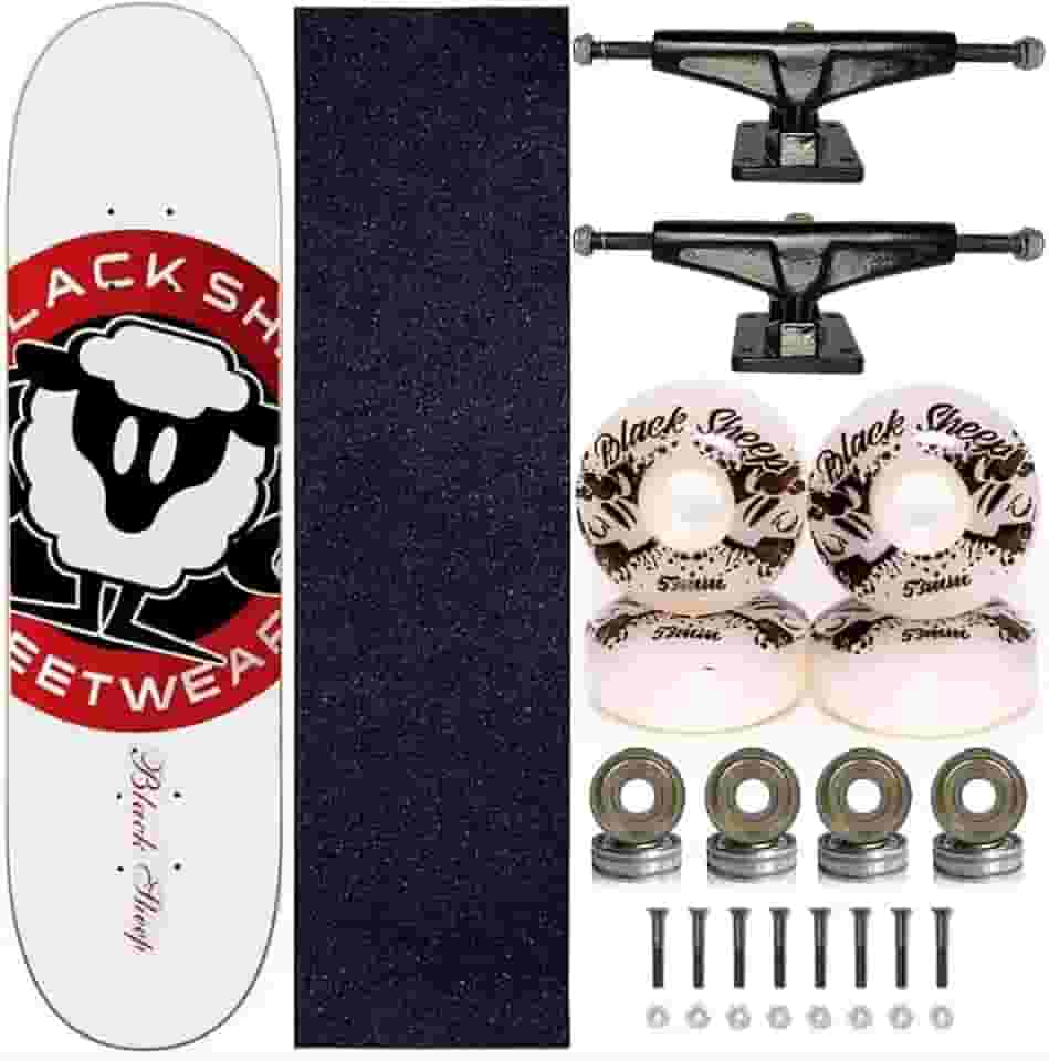 Skate Profissional Completo Black Sheep Abec-5 Logo Branco